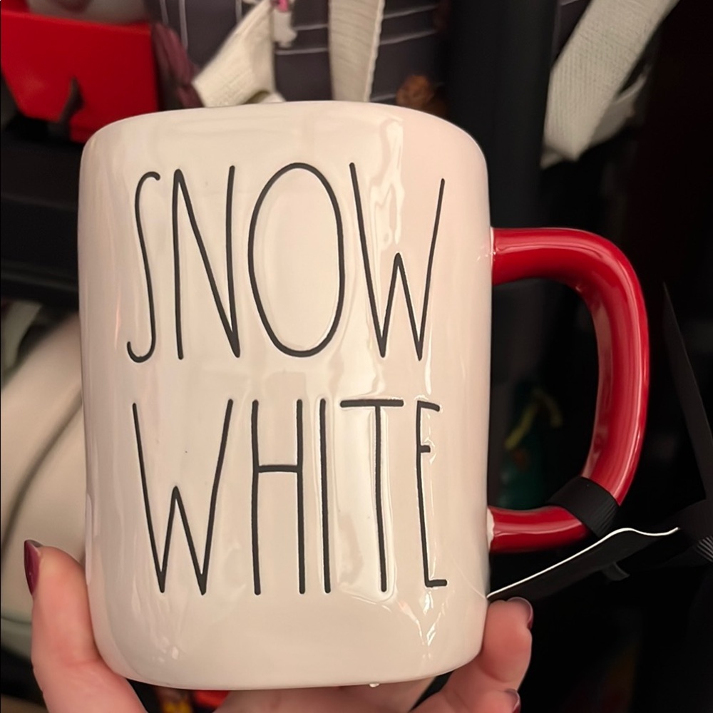 Rae Dunn Snow White Mug with Red Handle